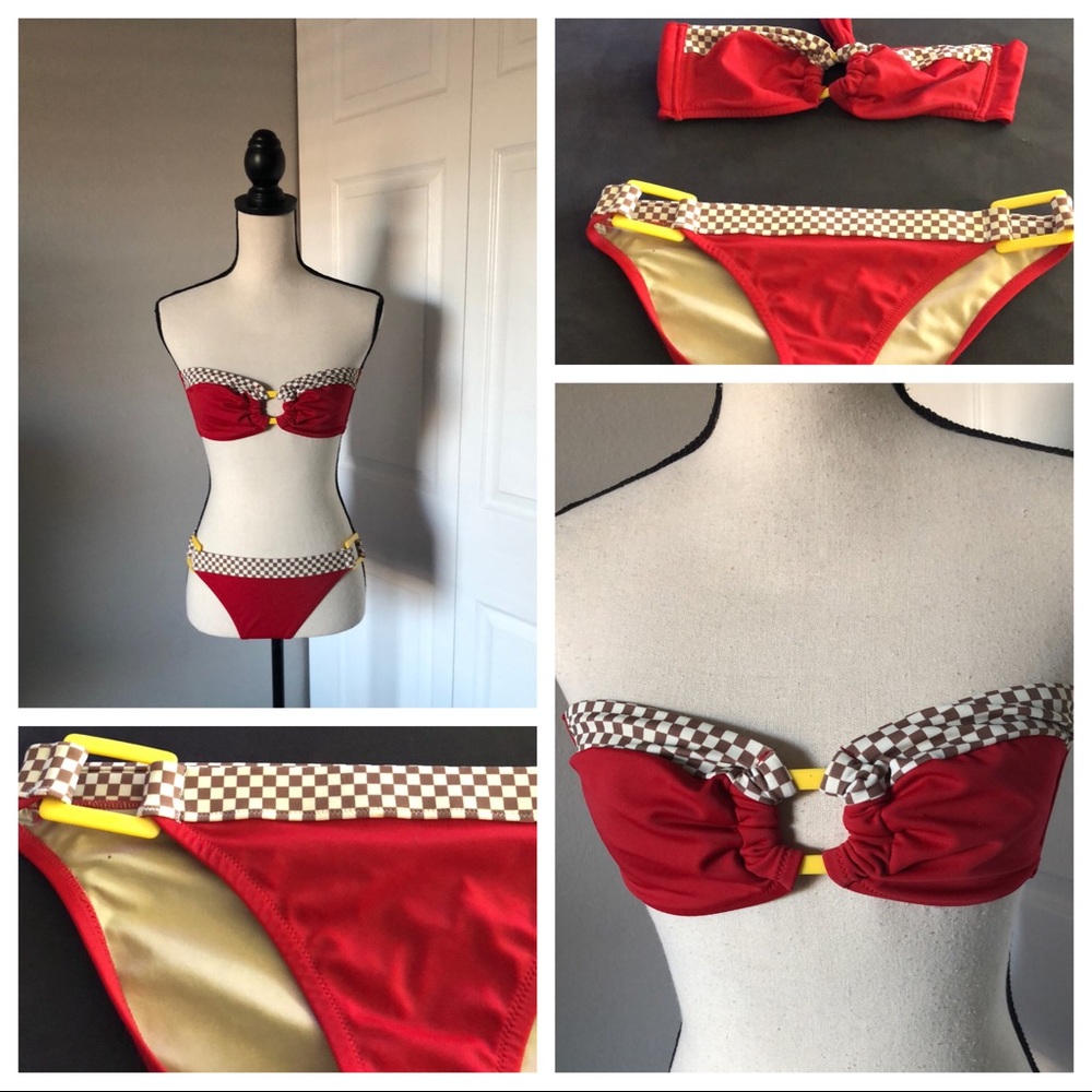 PINK Victoria's Secret Red and Gold Bikini